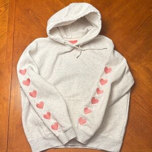 Dandy Worldwide Gray Hoodie with Pink Heart Accents Size M